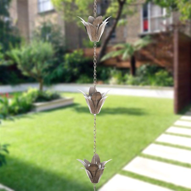 2.6m百合花风格雨链别墅排水链寺庙庭院导水链天沟引水水槽装饰