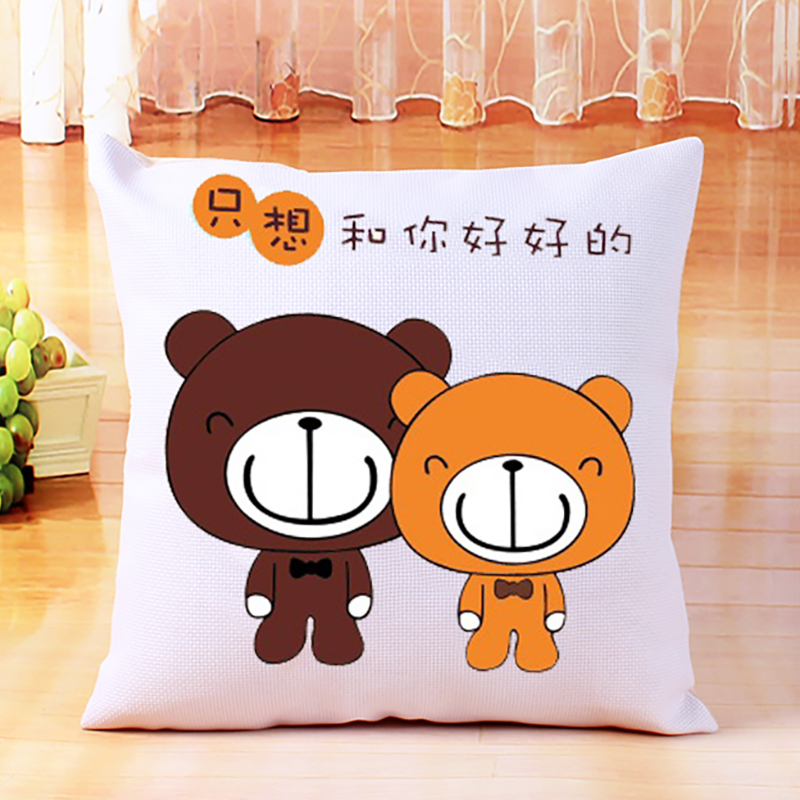 十字绣2023新款绣手工简单自然风卡通情侣一对十字绣抱枕套自己绣