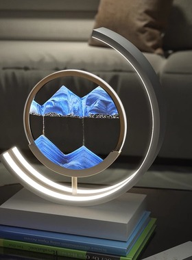 流沙画沙漏台灯桌面装饰摆饰解压智能充电触控调光生日礼物小夜灯