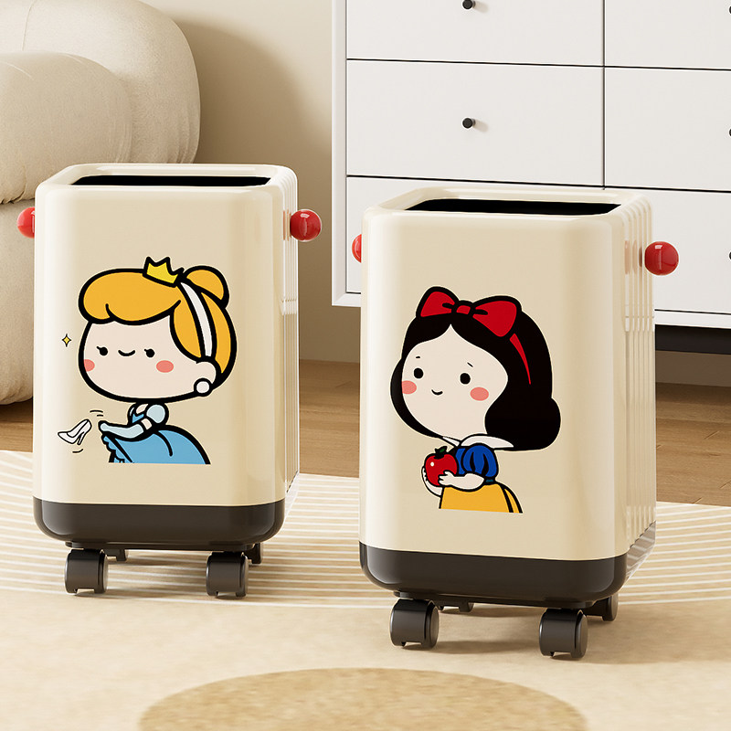 垃圾桶家用2025新款高颜值客厅儿童房卧室厨房厕所带盖子可移动滑