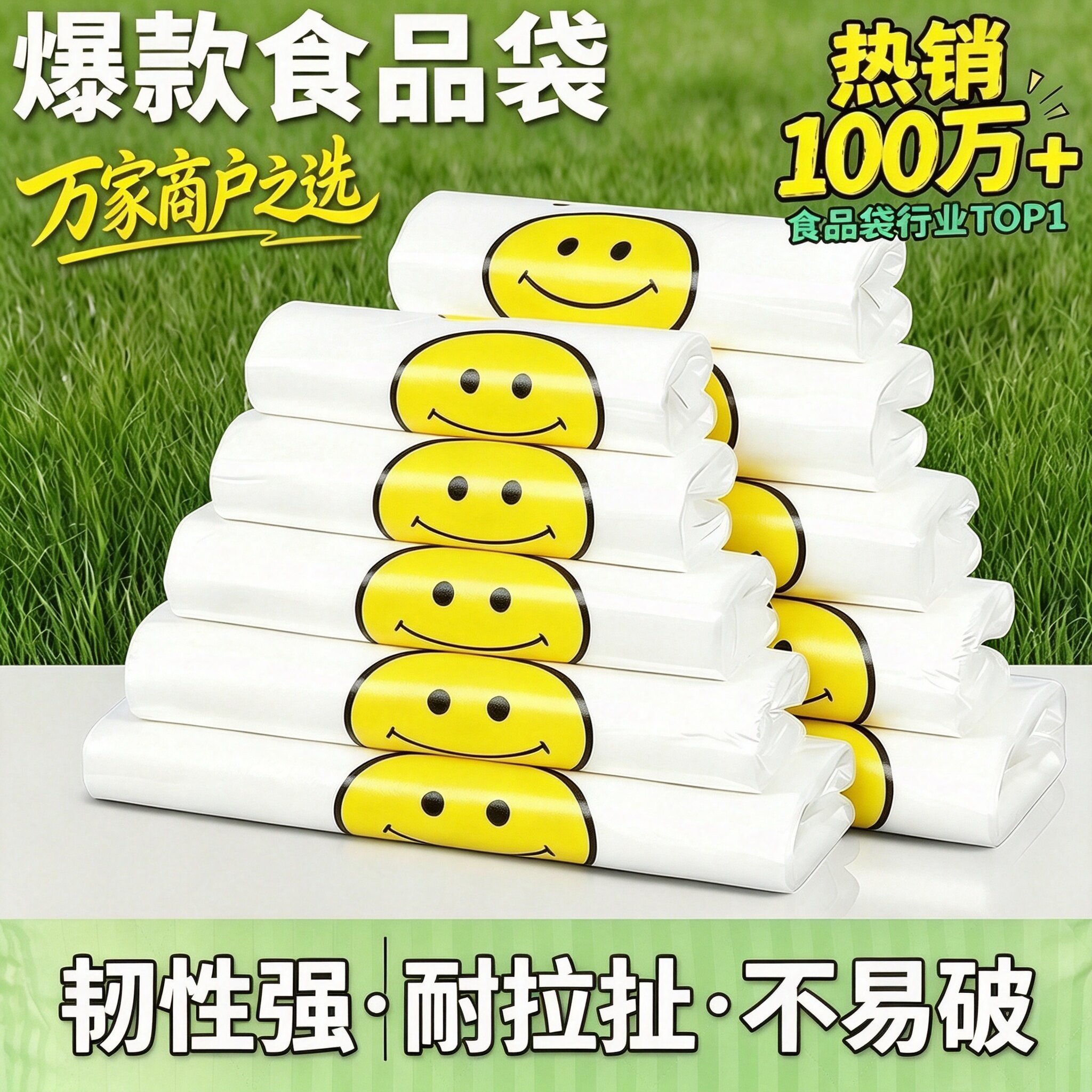 笑脸塑料袋批发加厚方便袋外卖食品包装购物打包背心手提袋子