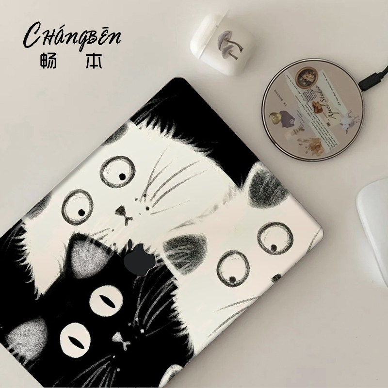 可爱猫咪适用苹果macbookpro14电脑壳macbookair13笔记本保护套M4配件pro16寸macpro外壳M3M2膜2025新款mbp15