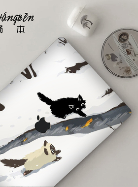 可爱猫咪适用苹果macbookpro14电脑壳macbookair13笔记本保护套M4配件pro16寸macpro外壳M3M2膜2025新款mbp15