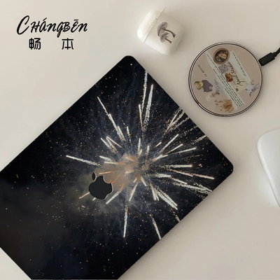 唯美烟花适用苹果macbook保护壳macbookair笔记本电脑保护套macpro14寸外壳pro13软M3透明15磨砂M4硅胶16膜M5