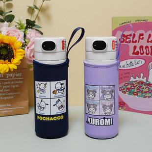 适用富光指纹杯保温杯套儿童四格漫画500ml手提水壶套卡通水杯套