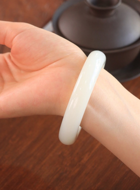 平安镯新疆和田玉羊脂白玉手镯