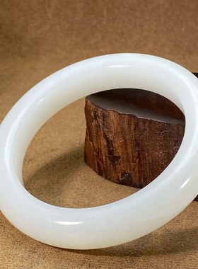 天然新疆和田玉羊脂白玉平安镯