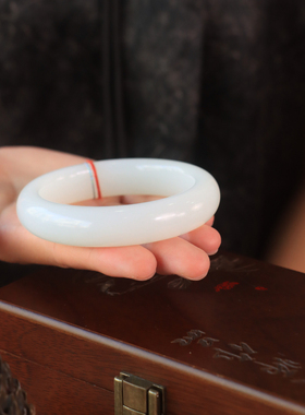 新疆和田玉老坑山料玉镯白玉正圈