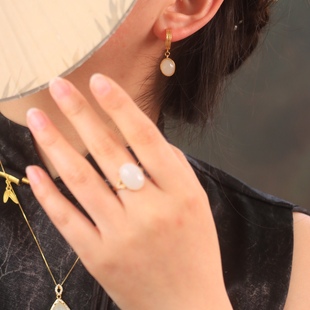 和田玉白玉籽料套装吊坠手链耳坠戒指女款官方旗舰店天然玉石国检