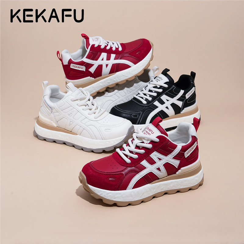 KEKAFU/珂卡7公分休闲风秋季透气时尚阿甘鞋软底皮面女鞋