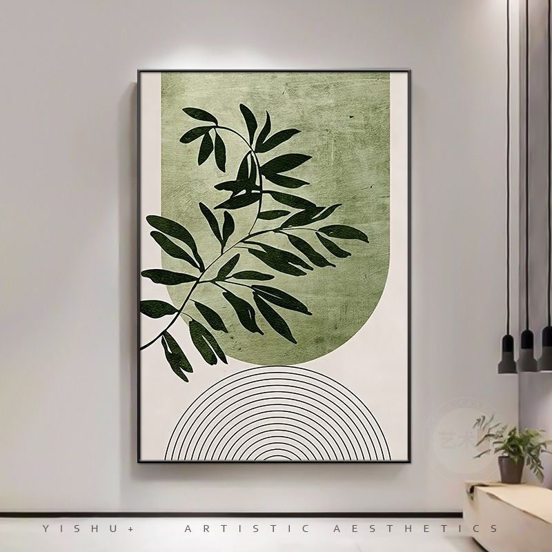 莫兰迪绿色客厅装饰画玄关沙发背景墙挂画北欧轻奢小清新墙面壁画图片