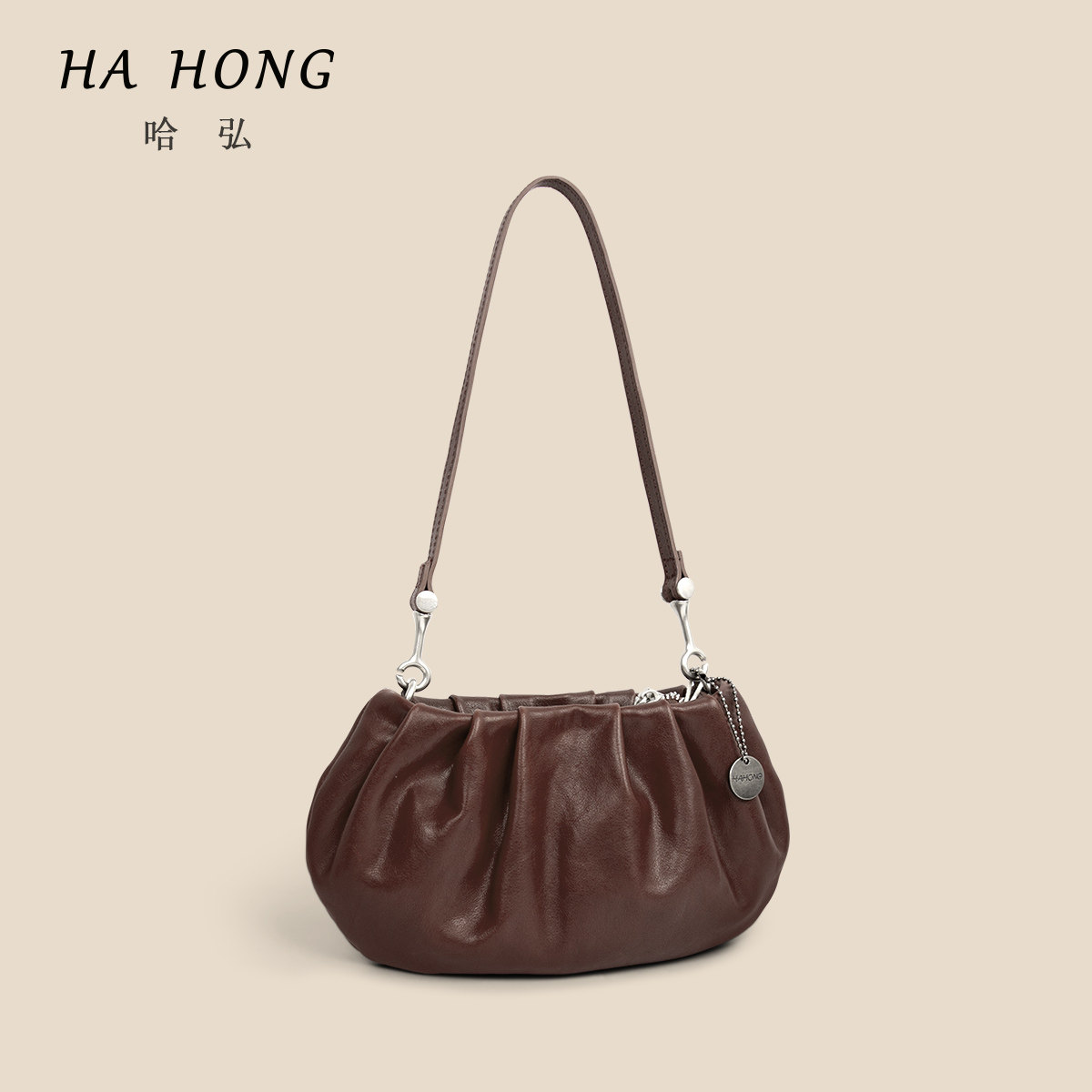 哈弘头层牛皮适合夏天的斜挎小包软皮复古简约褶皱小包单肩斜挎包,箱包皮具/热销女包/男包,通用款女包,淘宝优惠券,粉丝福利购,淘宝优惠卷