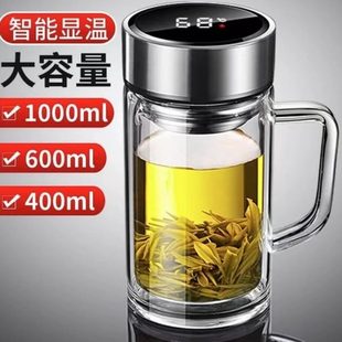 玻璃杯茶杯 带把耐热杯子泡茶水杯办公防爆家用双层女手柄防烫男士