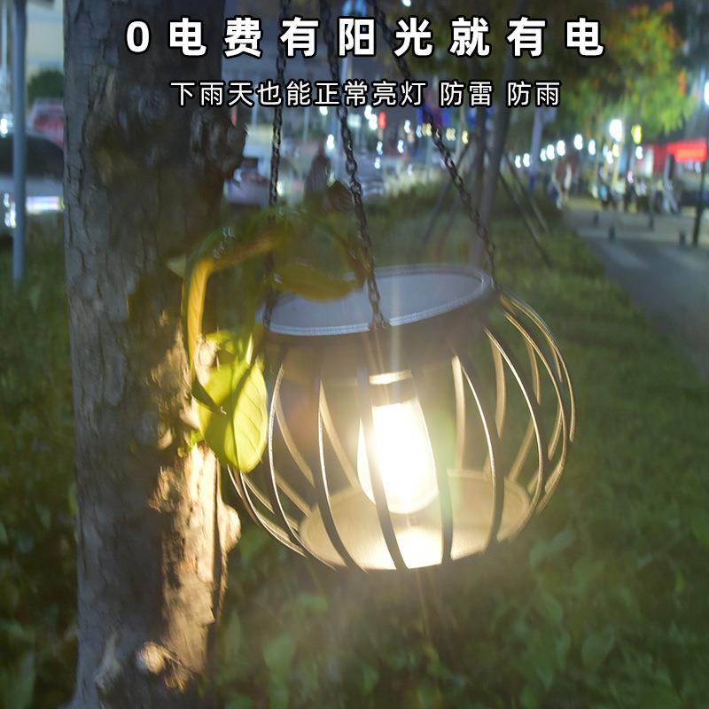 新款直销太阳能南瓜灯笼草坪led灯悬挂灯饰品室内外花园庭院太阳