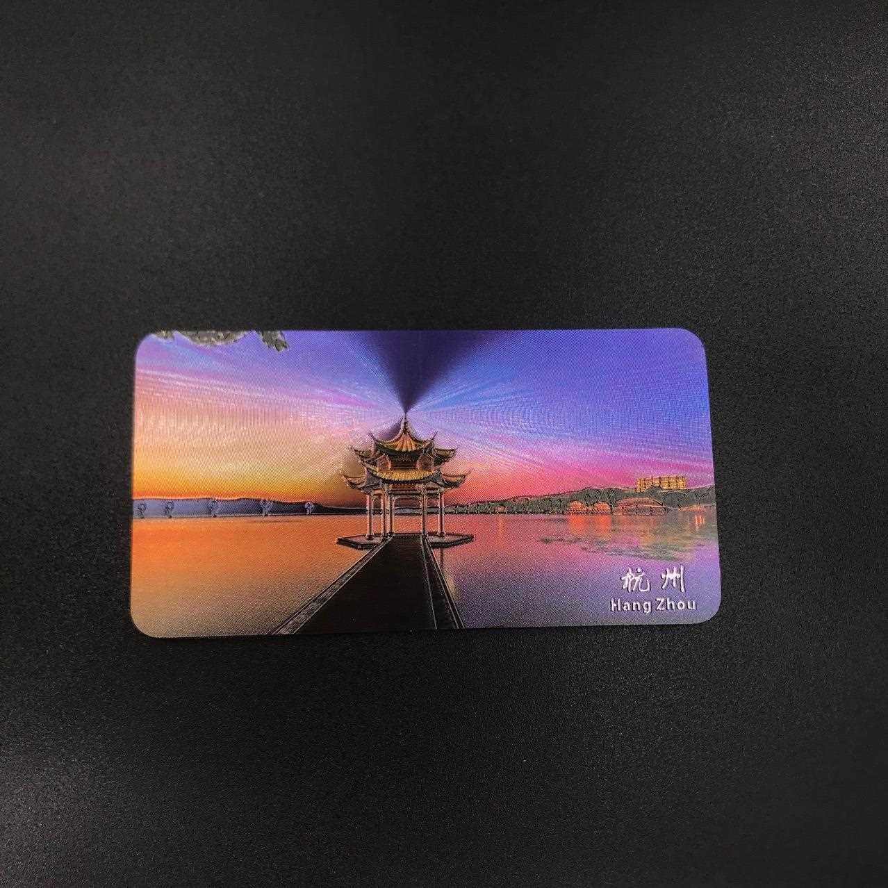 新款直销杭州旅游纪念品冰箱贴磁性磁铁铝箔西湖雷峰塔集贤亭都市