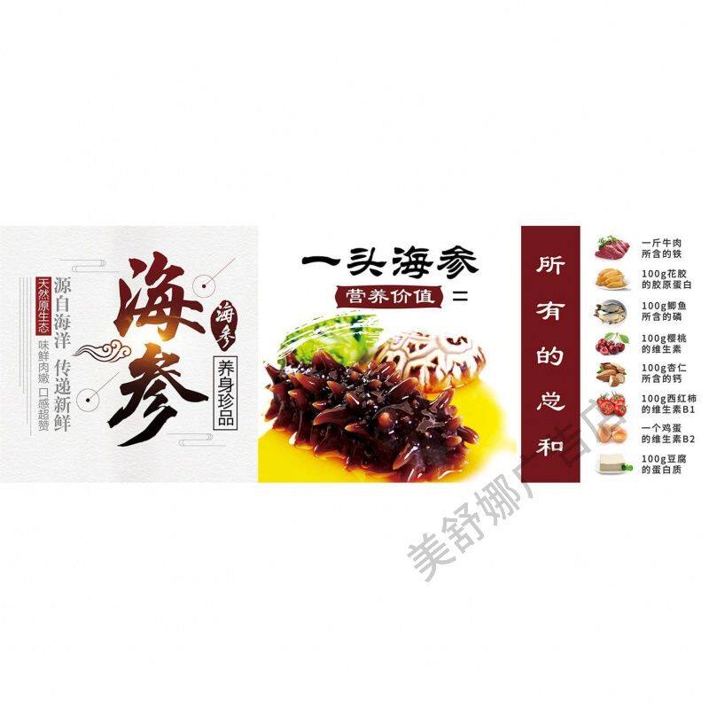 大连海参海报展板野生海参天然滋补品店海参墙贴海产品墙纸KT板贴