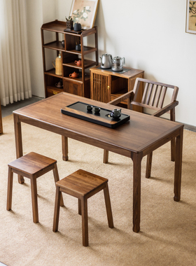 乌金木新中式实木茶桌椅组合禅意功夫泡茶台阳台客厅茶室家用茶几