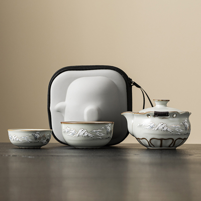 旅行茶具快客杯一壶三杯可携式户外车载泡茶壶茶杯颜荣聪老师手作