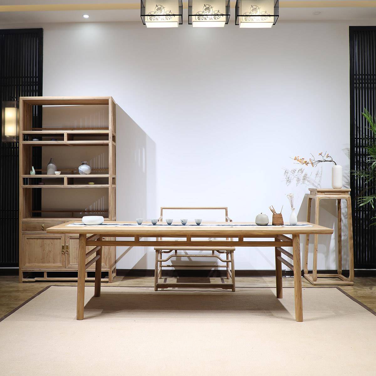 需定制新中式实木书桌仿古书房书画桌写字台明式国学桌老榆木茶桌