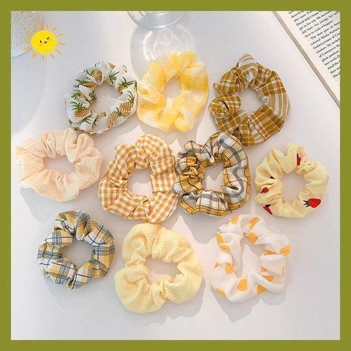 格子猪大肠发圈头花女生扎丸子头发饰头绳女感发绳高弹力皮筋皮套