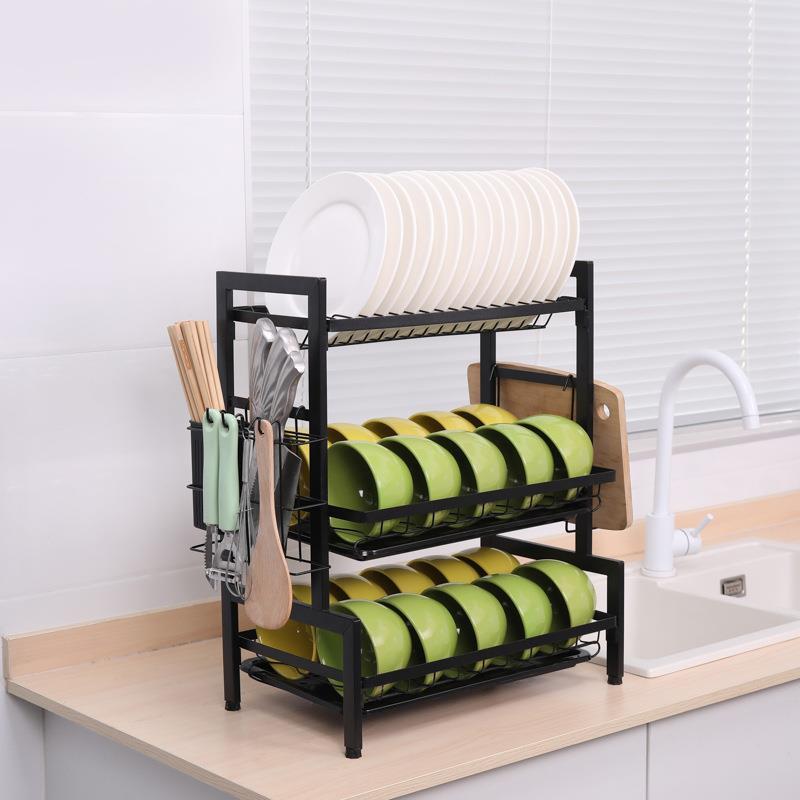 不锈钢厨房置物架碗碟碗盘收纳架沥水架家用放碗架碗筷收纳盒碗柜