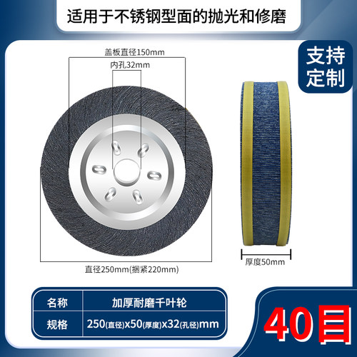 蓝砂千叶轮抛光轮125/150/200/250/300不锈钢打磨片砂布轮千页轮