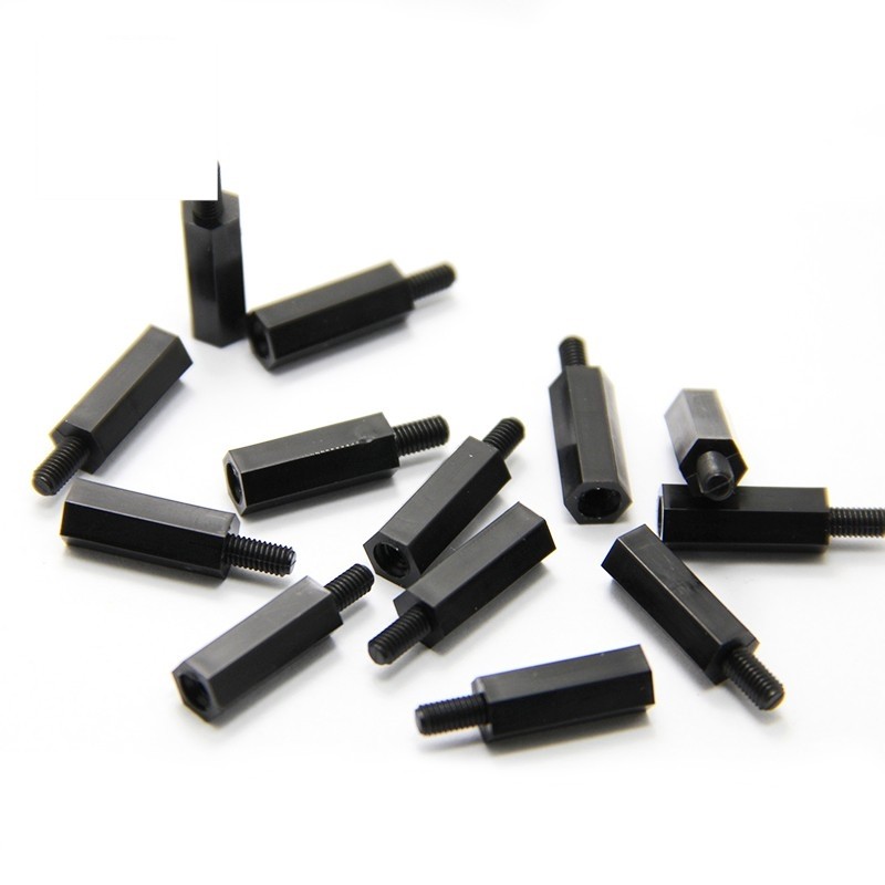 M2.5 M2单头六角隔离柱黑色塑料尼龙柱螺丝*x5x7x8x11x13x15x20mm