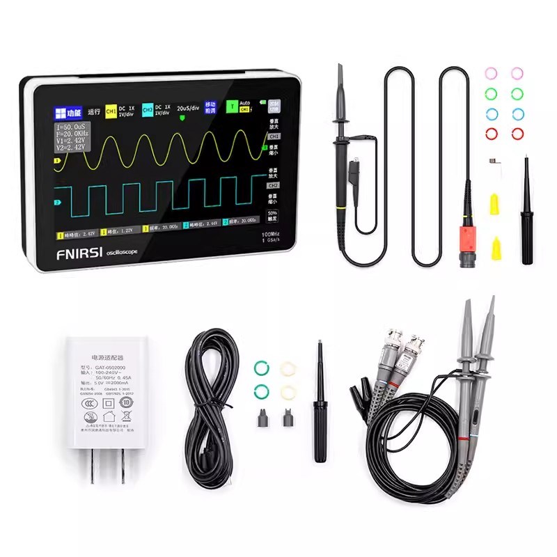 FNIRSI 双通道数字存储示波器100MHz信号发生器二合一1014D/1013D