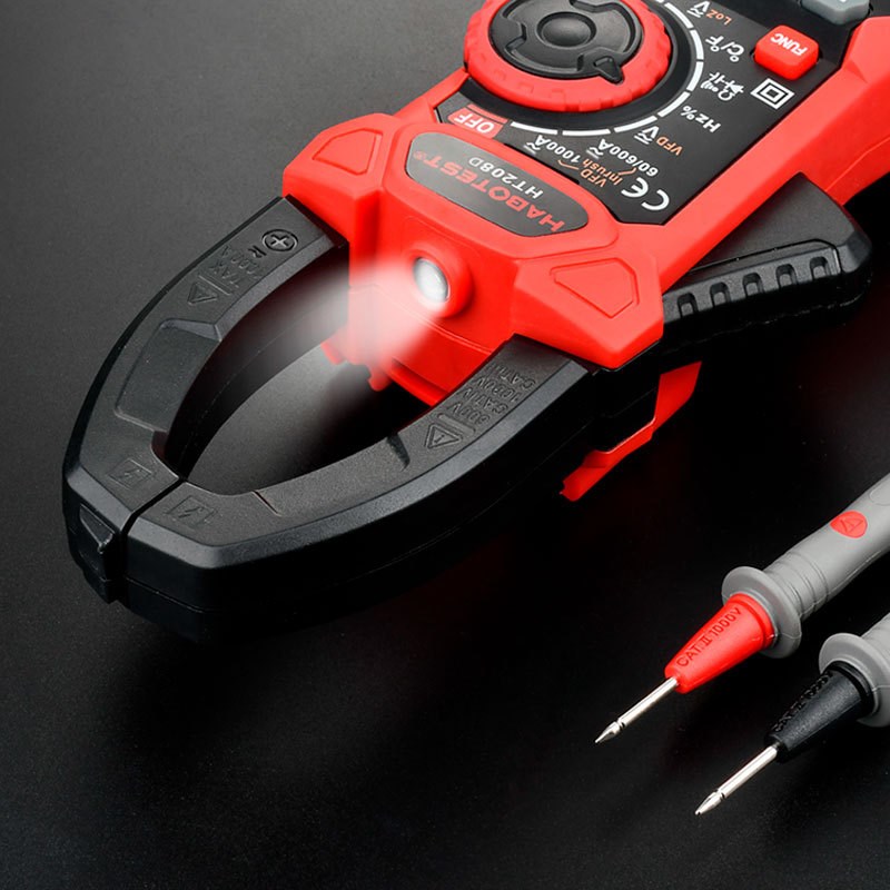 华博HT208D钳形表数字电流表交流钳型表1000A手持钳表电工万用表