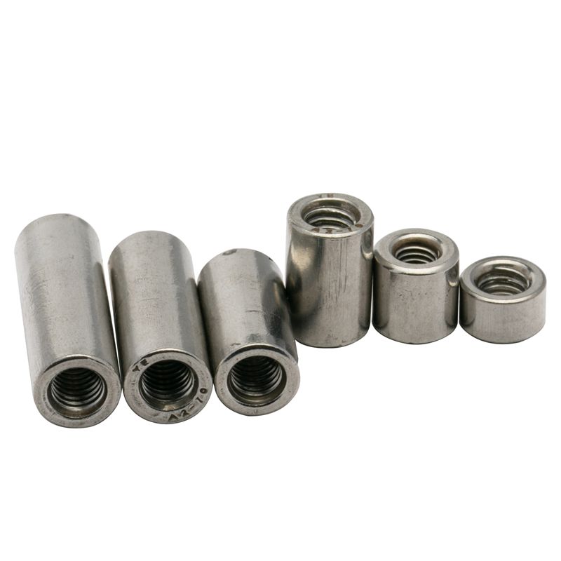 304不锈钢加长加厚六角圆柱通丝焊接螺母M4M5M8M10M12加长圆螺母