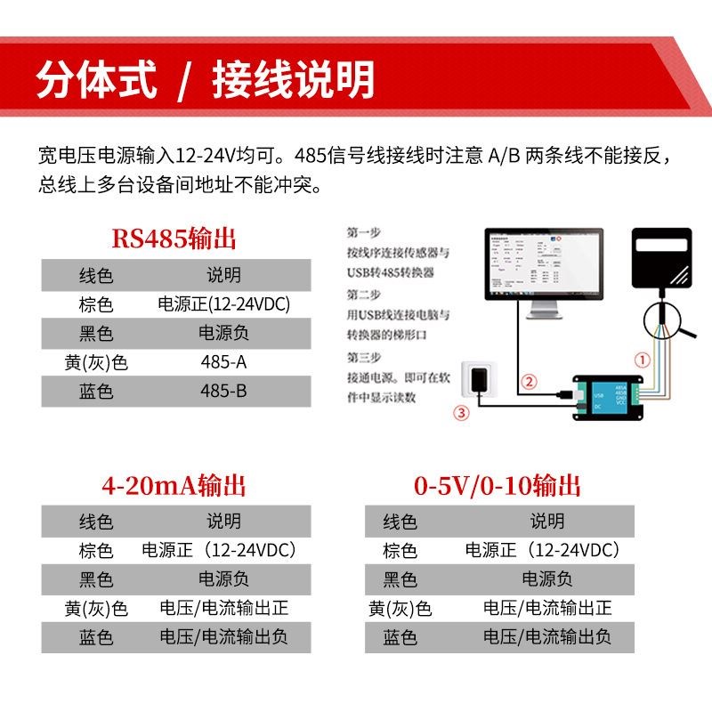 分体式3臭氧气体传感器变送器气体485模拟量输出