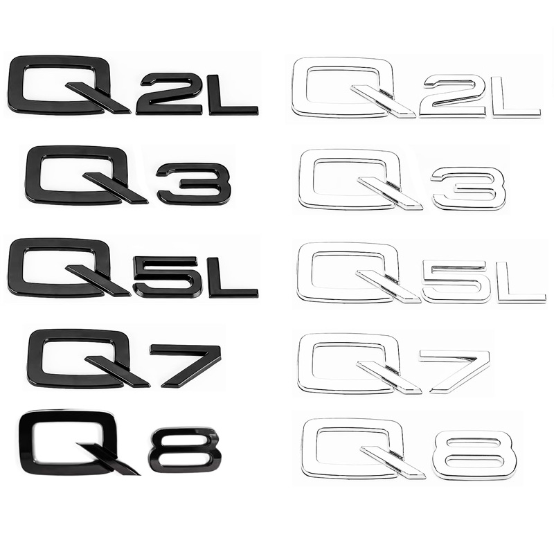 适用奥迪Q2L车贴Q3/Q5L/Q6/Q7后标志Q8车标数字标黑武士尾标改装