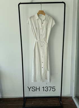 【泡芙粉丝专属】新款翻领短袖收腰显瘦连衣裙YSH13752