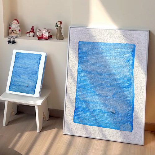 藏很久的蓝拼图1000片带相框