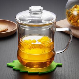 直销加厚过滤玻璃杯家用茶水分离泡茶杯女透明带把花茶水杯子 新款