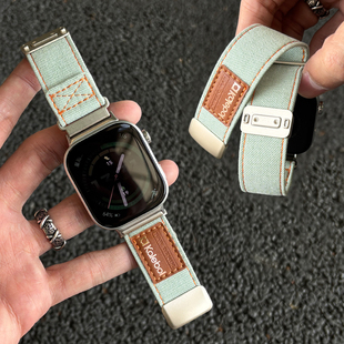 适用红米小米Redmiwatch6磁吸扣动感牛仔布尼龙编织表带红米Redmi5运动手表带红米4替换小米手环9Pro皮标腕带