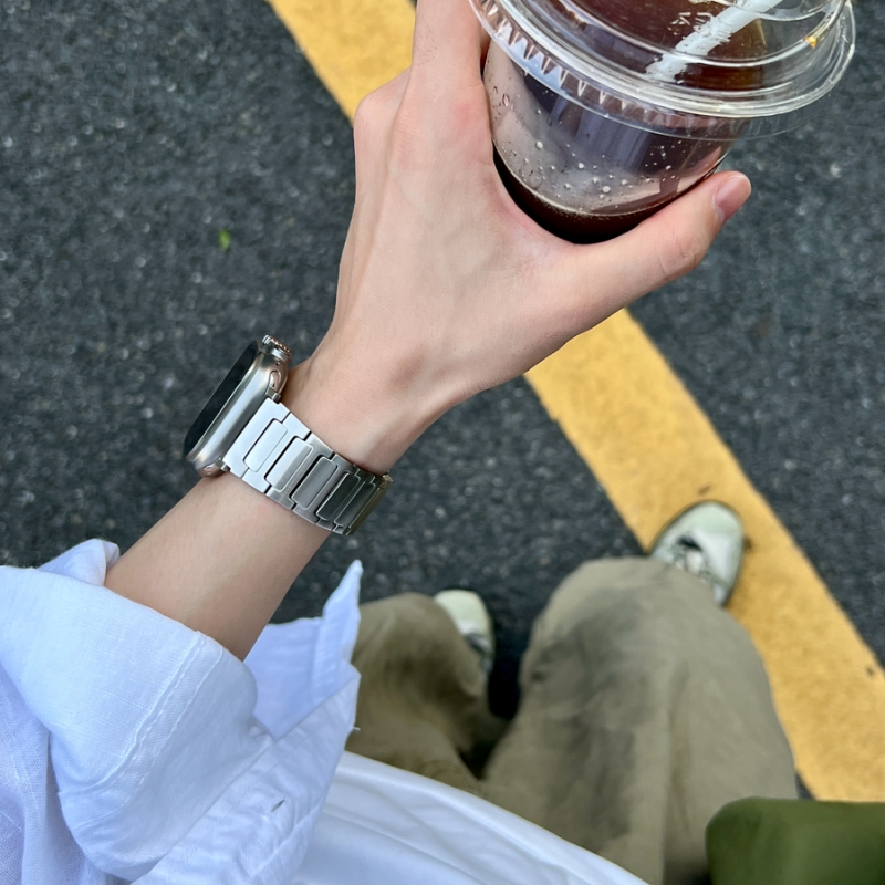 经典不锈钢金属表带适用applewatch10代SES7S8S9S10SE代iwatch987654苹果手表带ultra2/1工字高质感金属腕带