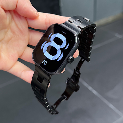 适用红米redmi watch5新款Redmi6代高级感H纹甲骨文金属钢表带小米手环9pro时尚简约替换带8pro男生替换腕带