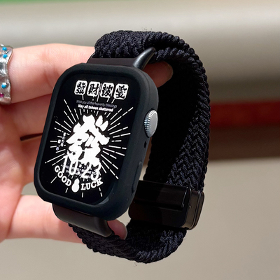 适用华为watchfit4手表带配保护软壳4Pro一体尼龙回环磁吸扣FIT4/3夏新款运动透气编织弹力男女款腕带三四代