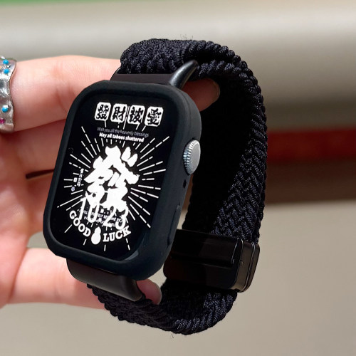 适用华为watchfit5手表带配保护软壳4Pro一体尼龙回环磁吸扣FIT4/3夏新款运动透气编织弹力男女款腕带三四代