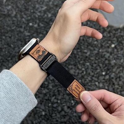 适用苹果手表带AppleWatch11户外风尼龙魔术贴iwatch789男女运动表带新款10代46mm透气45时尚尼龙编织ultra49