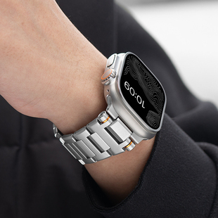 机械工字AppleWatch Ultra3表带不锈钢S11苹果手表S10表带金属磁吸扣iWatch9防刮Ultra2运动S8商务休闲S7新款