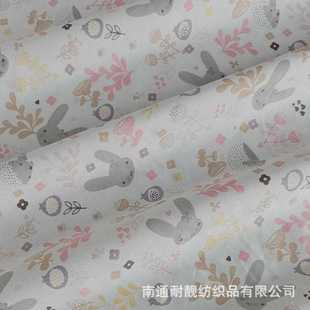 直销1.6米供应连衣裙全棉卡通兔子小花印花布女生床品纯棉斜 新款