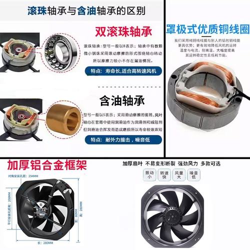 28080轴流风机W2E250-HL061铁叶220V F2E-320B散热风扇250FZY6-S