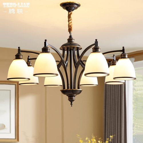 新款美式灯具客厅吊灯全铜简约现代卧室灯餐厅轻奢家用大厅黑刷金