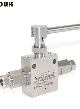 GITO捷拓不锈钢316二通中高压球阀 15000PSI高压接口9/16直通球阀
