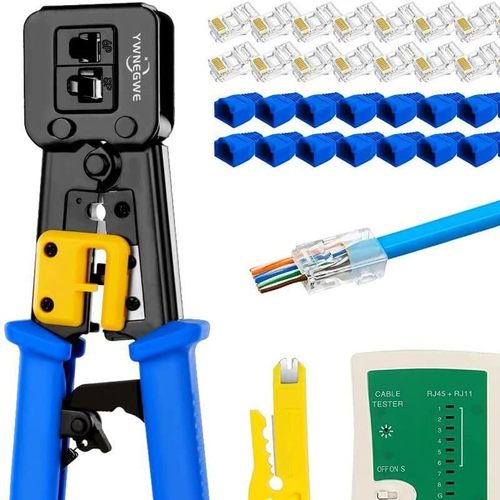 RJ45 Crimp Tool Kit Pass Thru Cat5 Cat5e Cat6 RJ45 Crimping