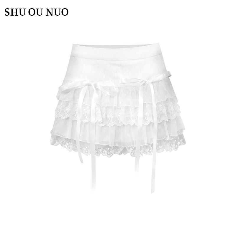 【现货】白色蛋糕裙女夏季芭蕾风蕾丝仙女短裙辣妹纯欲蓬蓬半身裙