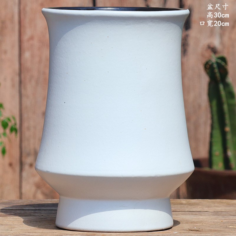 手工粗陶高花盆大直筒多肉老桩紫砂陶罐陶瓷家用三角梅绿植白花盆