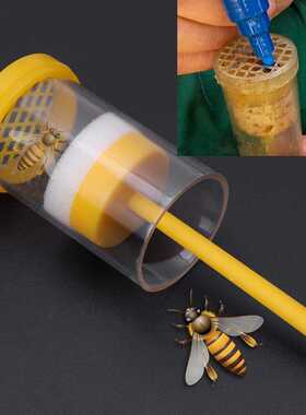 养蜂工具黄色标记瓶加大型黄网底座囚王笼标记笔育王工具蜂王笼